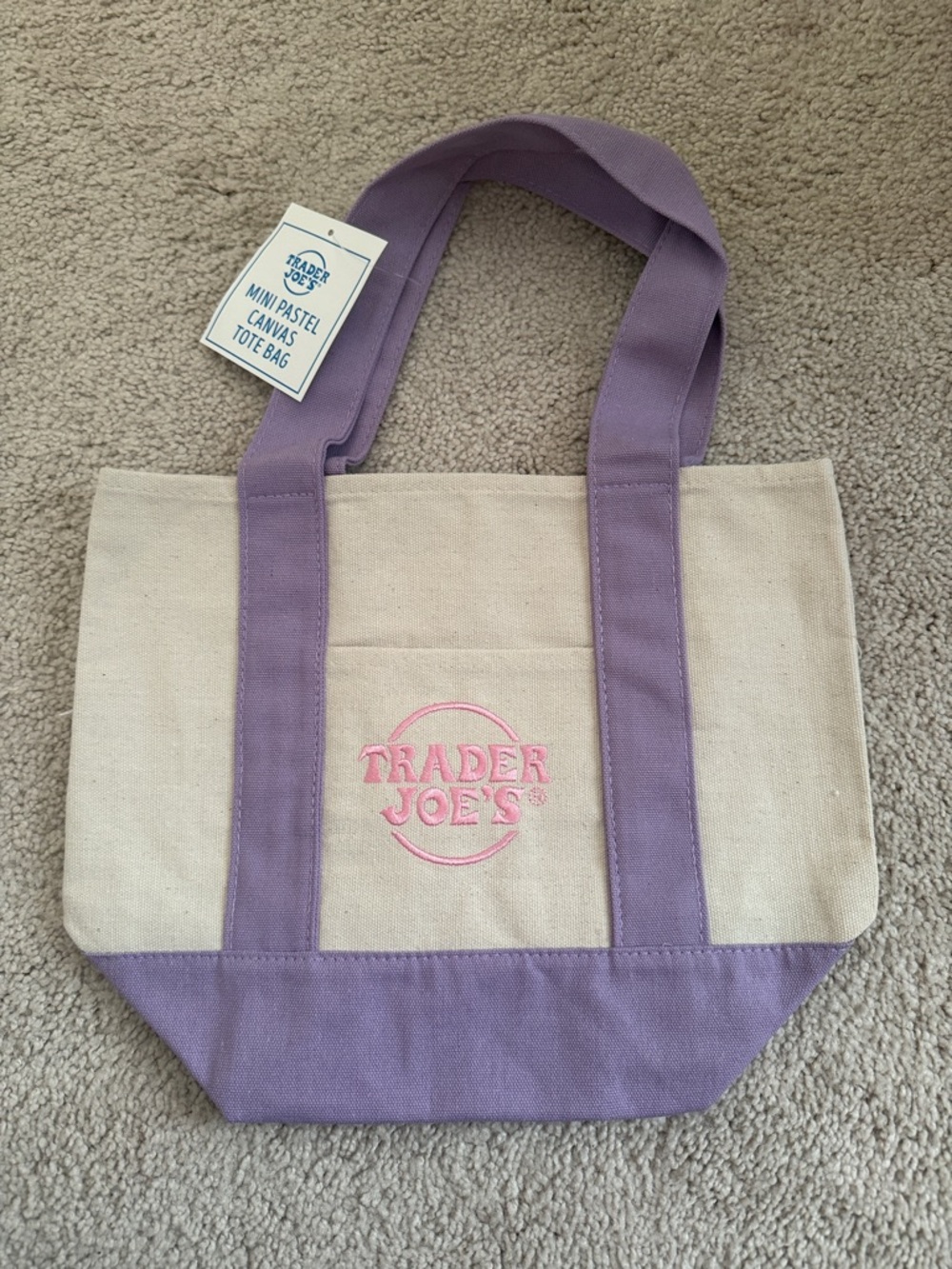 Trader Joe's Lavender and Natural Canvas Tote